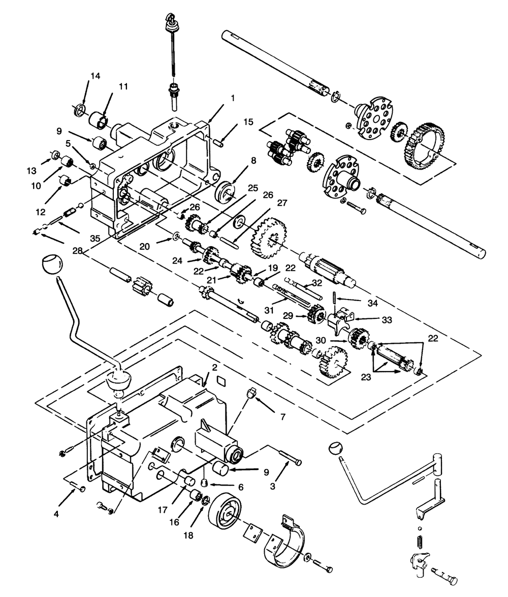 Transmission 8-Speed Diagram and Parts List for 73380 4900001 - 4999999 Toro Lawn Tractor