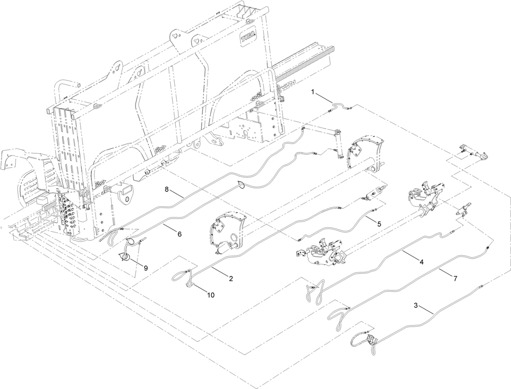Thrust Frame Hydraulic Hose Assembly No. 4 Diagram and Parts List for 23898 400000000 - 999999999 Toro Lawn Tractor Accessories