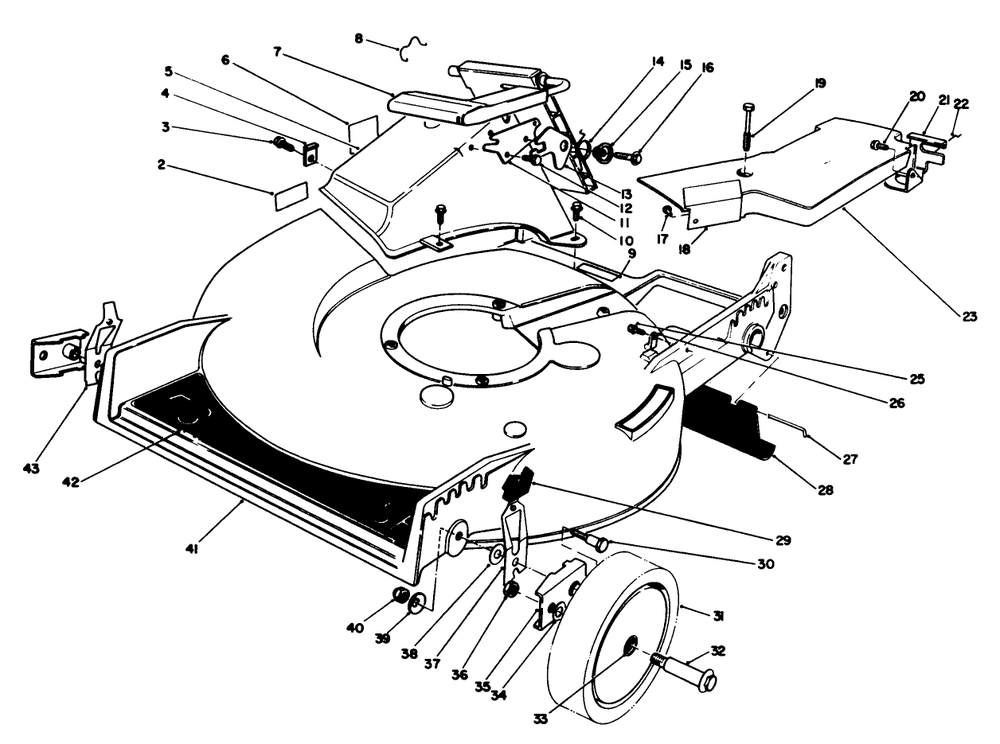 Housing Assembly Diagram and Parts List for 20692C 8000001 - 8999999 Toro Lawn Mower