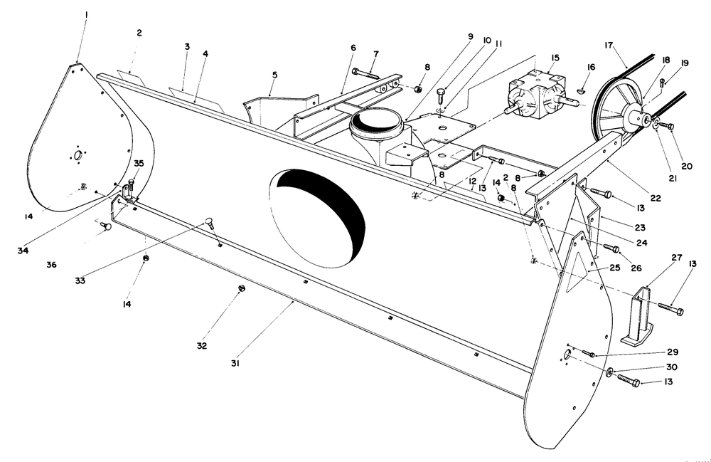 Housing Assembly Diagram and Parts List for 30761 390001 - 399999 Toro Snow Blower