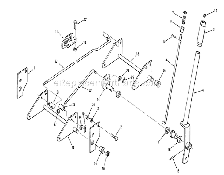 Hitches And Lift Linkage Diagram and Parts List for 72-08BP01 1977 Toro Lawn Tractor