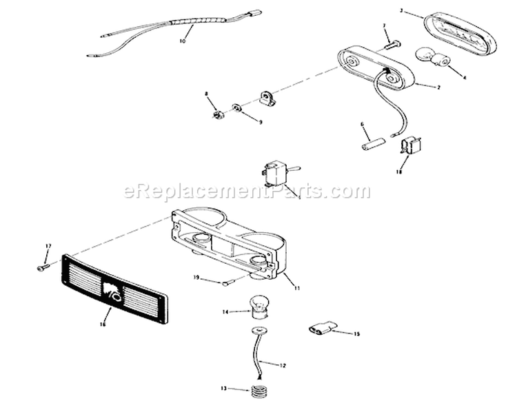 Lights Diagram and Parts List for 72-08BP01 1977 Toro Lawn Tractor