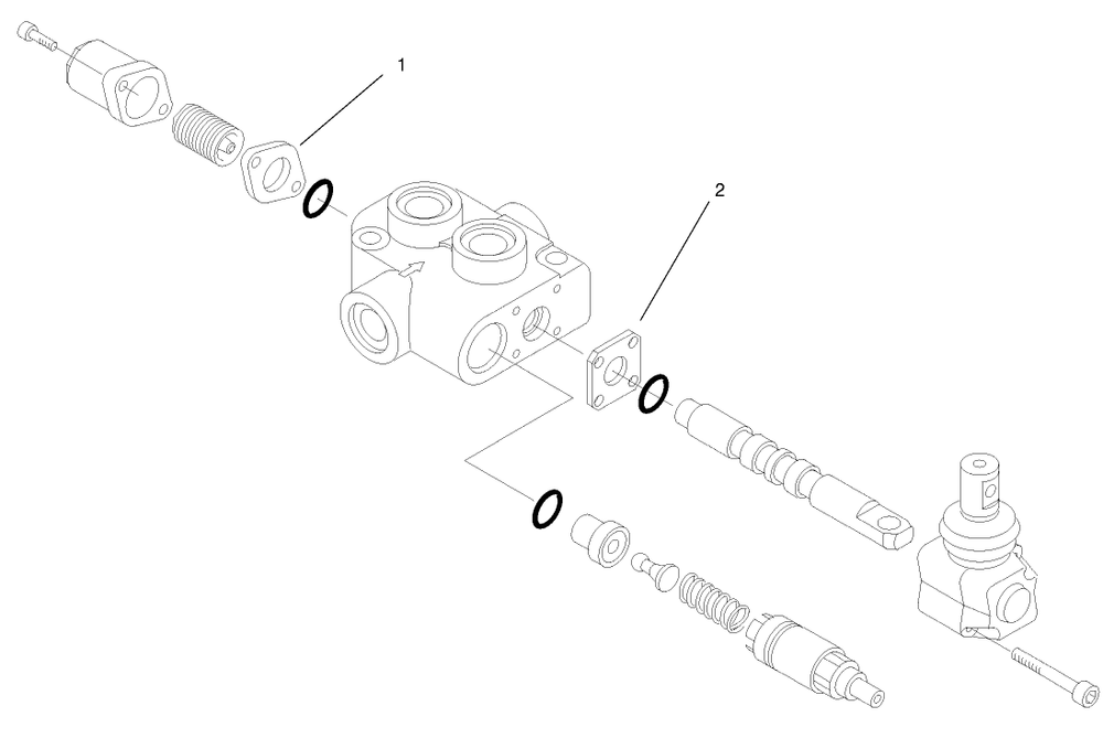 Hydraulic Valve Assembly No. 99-3077 Diagram and Parts List for 22303TE 990001 - 999999 Toro Lawn Tractor Accessories