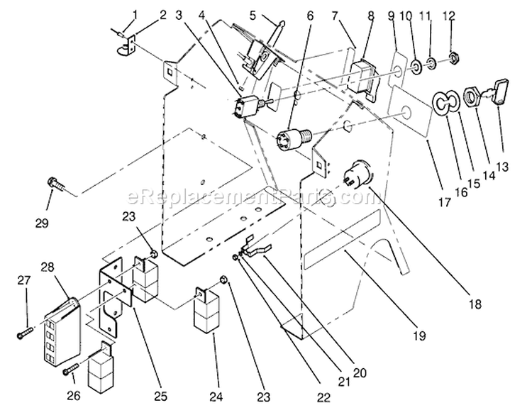 Dash Assembly Diagram and Parts List for 72040 3900001-3999999 - 1993 Toro Lawn Tractor