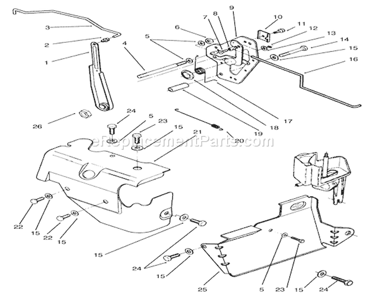 Governor Linkage & Cover Assembly Diagram and Parts List for 72040 3900001-3999999 - 1993 Toro Lawn Tractor