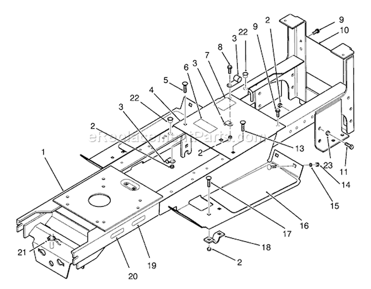 Main Frame Assembly Diagram and Parts List for 72040 3900001-3999999 - 1993 Toro Lawn Tractor