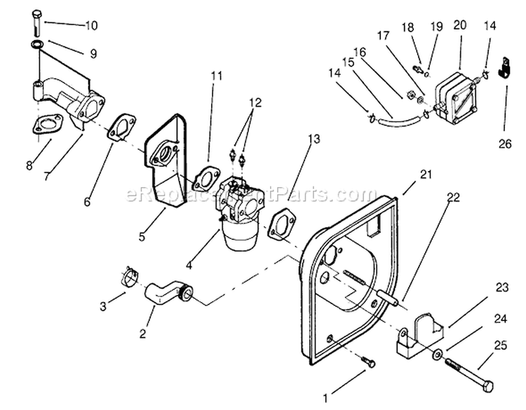 Carburetor And Fuel Pump Diagram and Parts List for 72040 3900001-3999999 - 1993 Toro Lawn Tractor