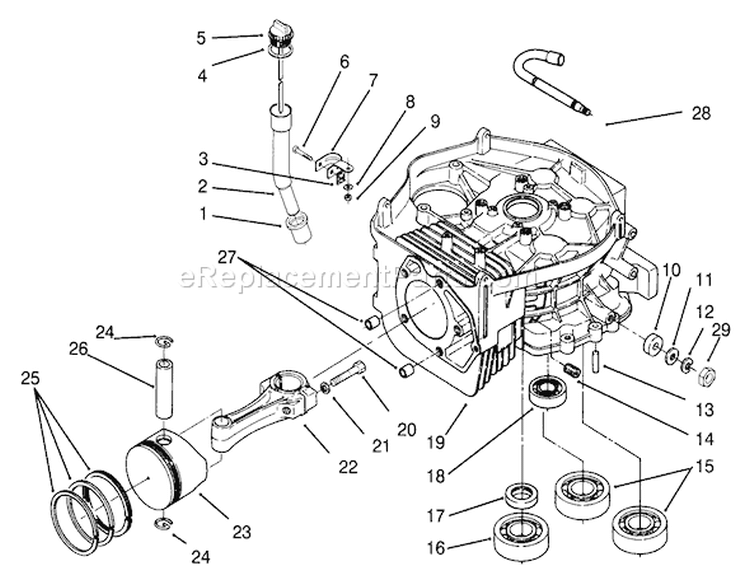 Cylinder Block Assembly Diagram and Parts List for 72040 3900001-3999999 - 1993 Toro Lawn Tractor