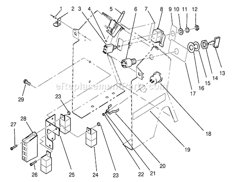Dash Assembly Diagram and Parts List for 72041 3900001-3999999 - 1993 Toro Lawn Tractor