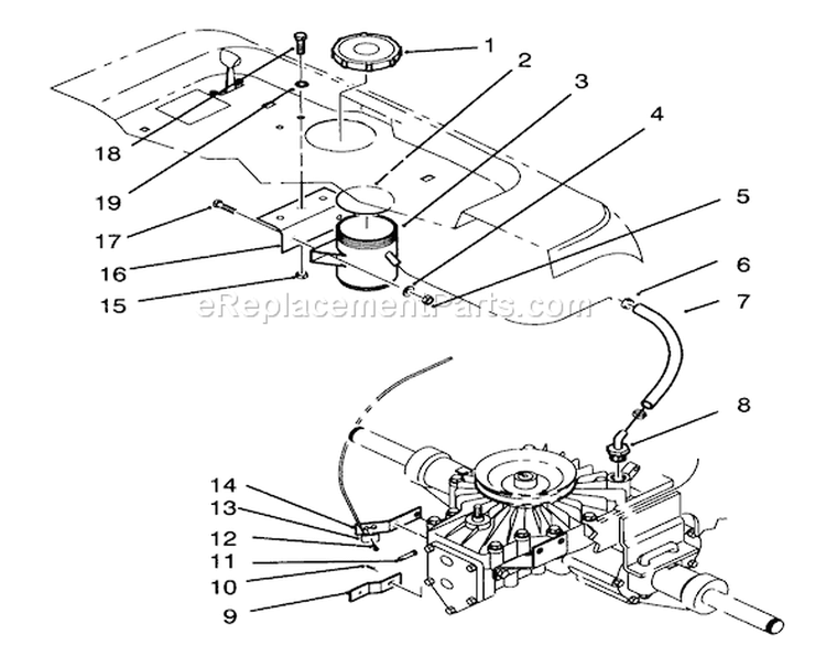 Hydraulic Reservoir Assembly Diagram and Parts List for 72041 3900001-3999999 - 1993 Toro Lawn Tractor