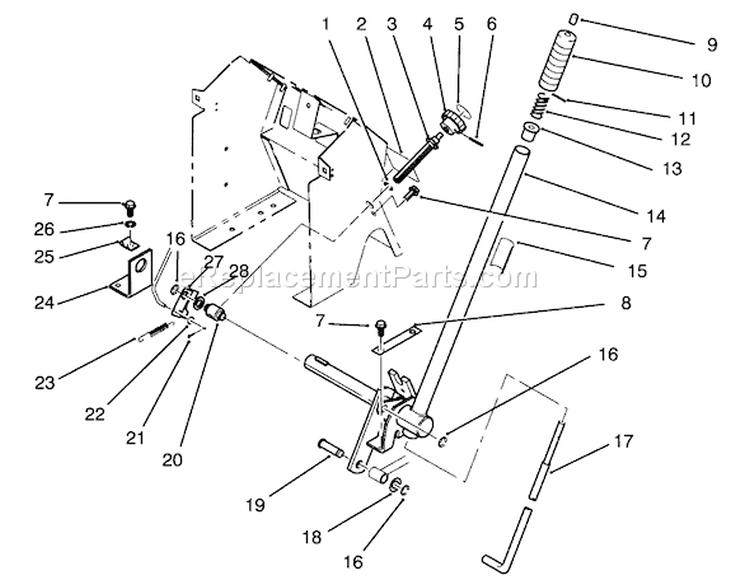 Lift Bar Linkage Assembly Diagram and Parts List for 72041 3900001-3999999 - 1993 Toro Lawn Tractor