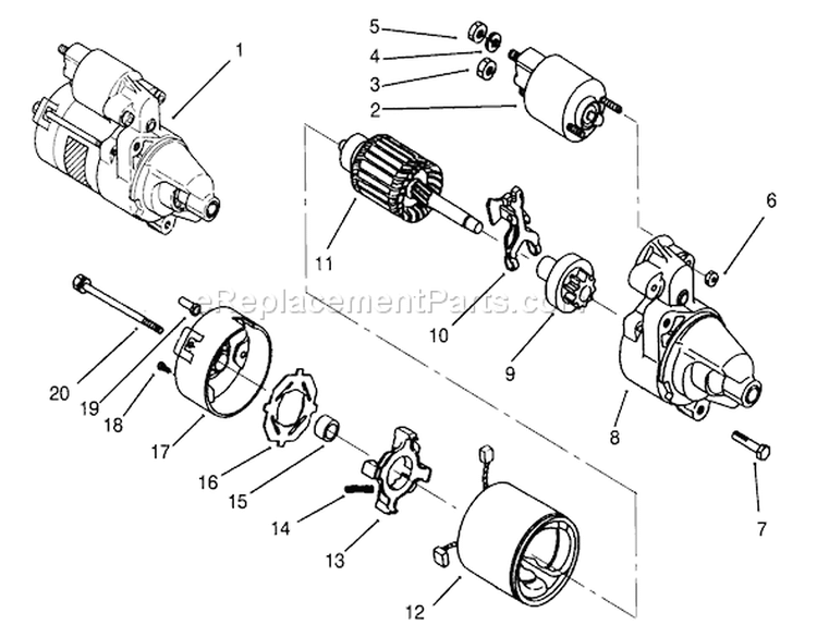 Starter Assembly Diagram and Parts List for 72041 3900001-3999999 - 1993 Toro Lawn Tractor