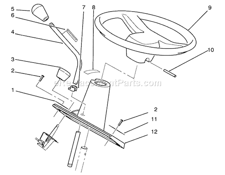 Steering Wheel And Console Assembly Diagram and Parts List for 72041 3900001-3999999 - 1993 Toro Lawn Tractor