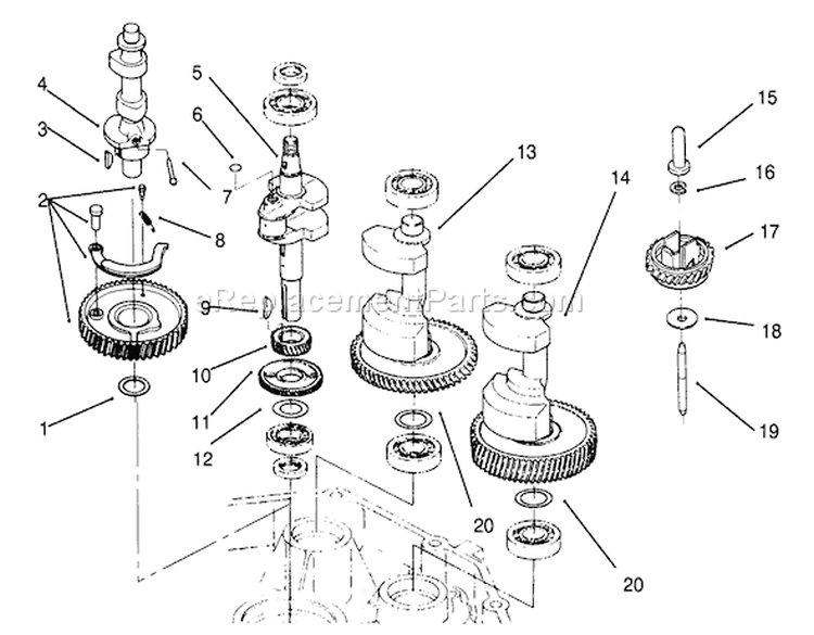 Crankshaft & Camshaft Assembly Diagram and Parts List for 72041 3900001-3999999 - 1993 Toro Lawn Tractor