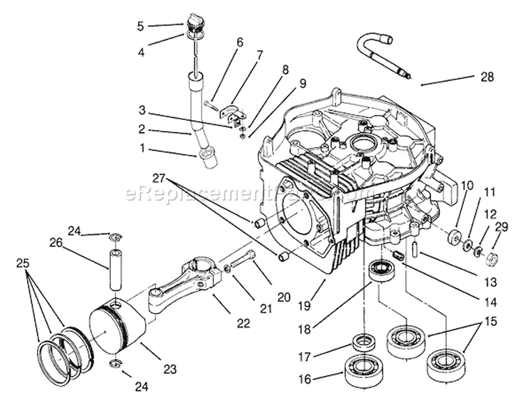 Cylinder Block Assembly Diagram and Parts List for 72041 3900001-3999999 - 1993 Toro Lawn Tractor