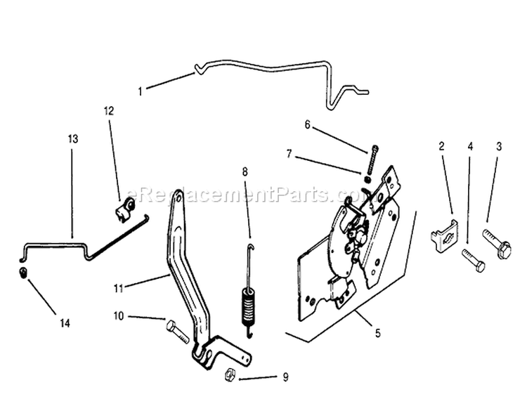 Engine Controls Diagram and Parts List for 72045 6900001-6999999 - 1996 Toro Lawn Tractor