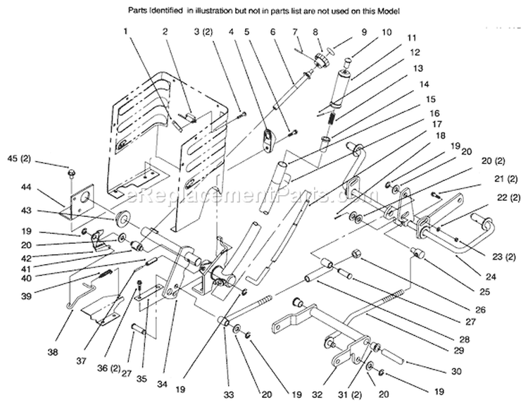 Lift Lever And Height Of Cut Diagram and Parts List for 72045 6900001-6999999 - 1996 Toro Lawn Tractor