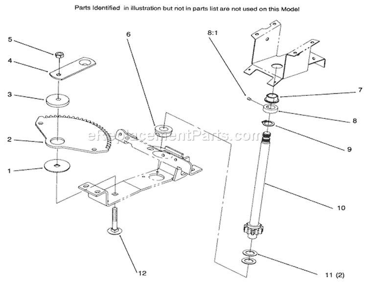 Lower Steering Diagram and Parts List for 72045 6900001-6999999 - 1996 Toro Lawn Tractor