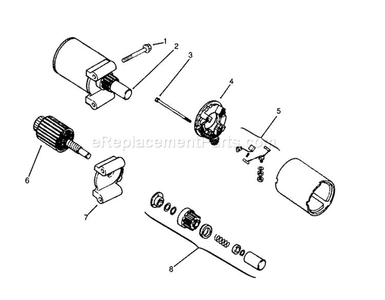 Starting System Diagram and Parts List for 72045 6900001-6999999 - 1996 Toro Lawn Tractor