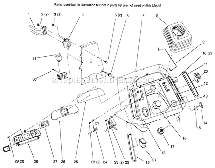 Dash Diagram and Parts List for 72045 6900001-6999999 - 1996 Toro Lawn Tractor