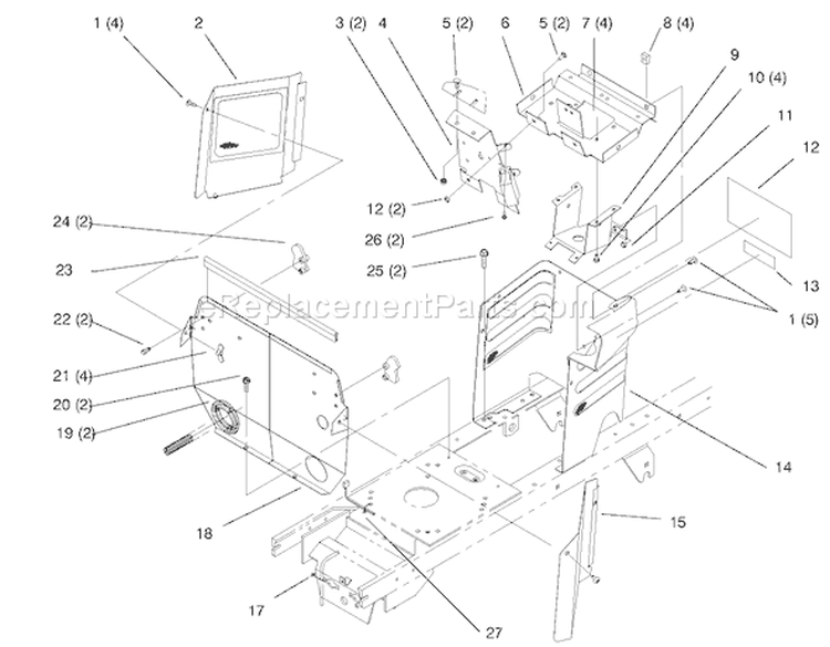 Hoodstand And Firewall Diagram and Parts List for 72045 7900001-7999999 - 1997 Toro Lawn Tractor
