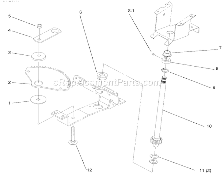 Lower Steering Diagram and Parts List for 72045 7900001-7999999 - 1997 Toro Lawn Tractor