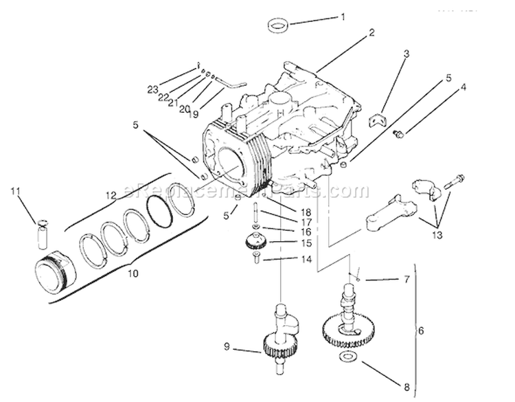 Crankcase-Kohler Diagram and Parts List for 72045 7900001-7999999 - 1997 Toro Lawn Tractor