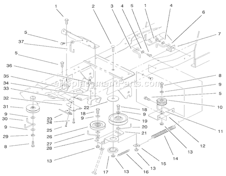 Gear Drive Components Assembly Diagram and Parts List for 72047 9900001-9999999 - 1999 Toro Lawn Tractor