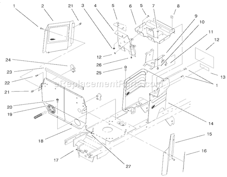 Hoodstand & Firewall Assembly Diagram and Parts List for 72047 9900001-9999999 - 1999 Toro Lawn Tractor