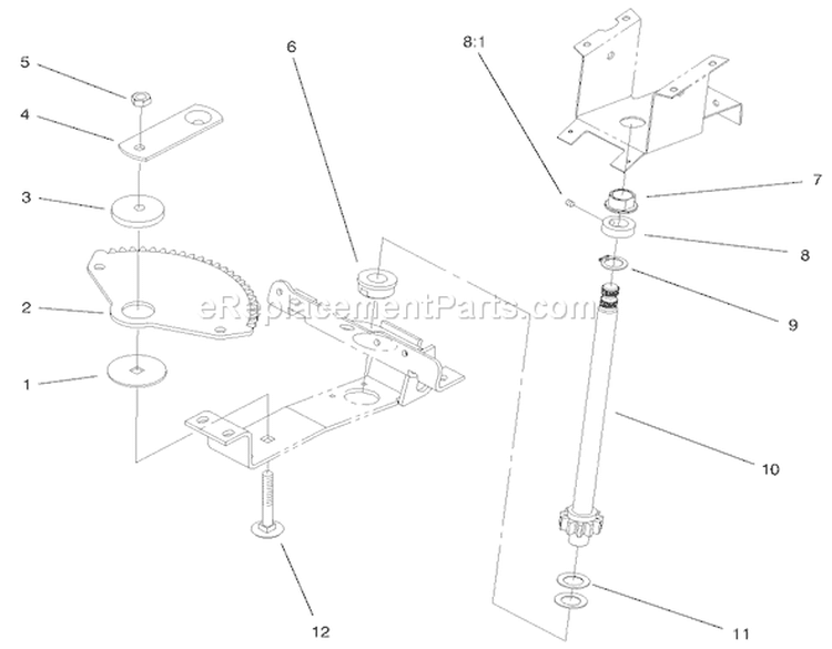 Lower Steering Assembly Diagram and Parts List for 72047 9900001-9999999 - 1999 Toro Lawn Tractor