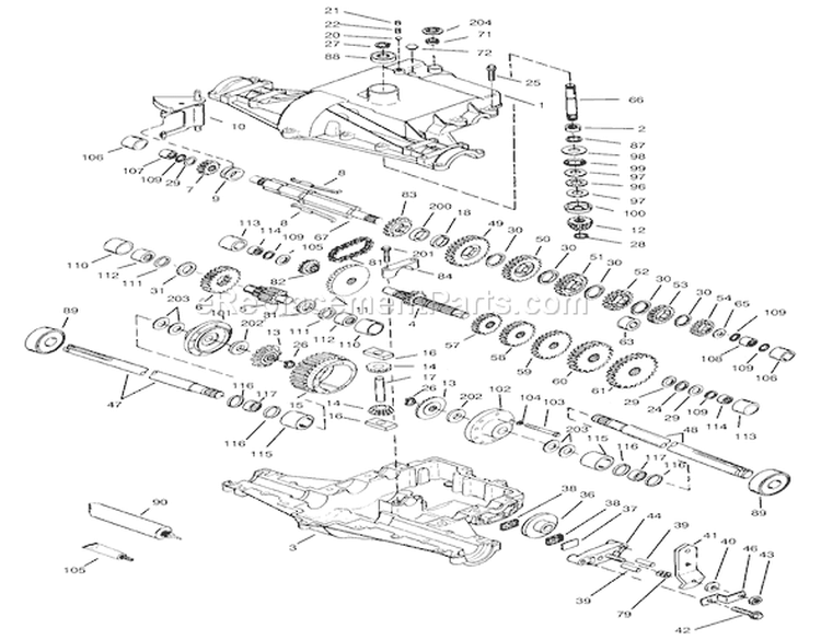 Peerless Transaxle 820-024 Diagram and Parts List for 72047 9900001-9999999 - 1999 Toro Lawn Tractor