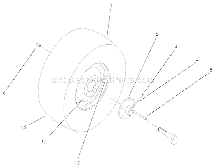 Rear Wheel Assembly Diagram and Parts List for 72047 9900001-9999999 - 1999 Toro Lawn Tractor