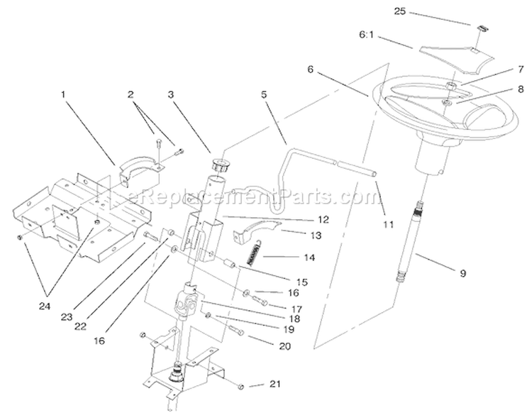 Steering Wheel & Tilt Assembly Diagram and Parts List for 72047 9900001-9999999 - 1999 Toro Lawn Tractor