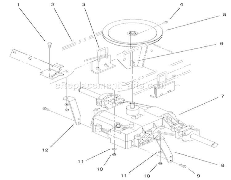Transaxle Assembly Diagram and Parts List for 72047 9900001-9999999 - 1999 Toro Lawn Tractor