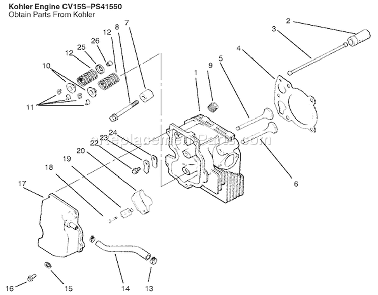Cylinder Head/valve/breather Diagram and Parts List for 72047 9900001-9999999 - 1999 Toro Lawn Tractor