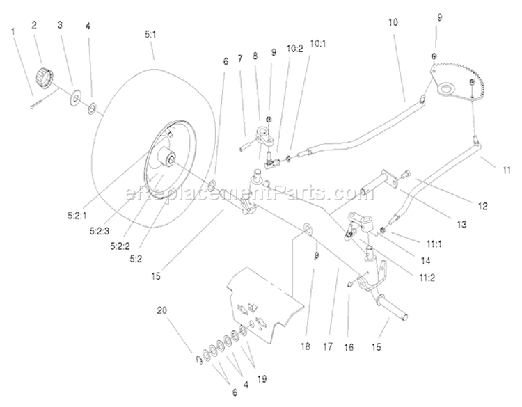 Front Axle Assembly Diagram and Parts List for 72049 200000001-200999999 - 2000 Toro Lawn Tractor
