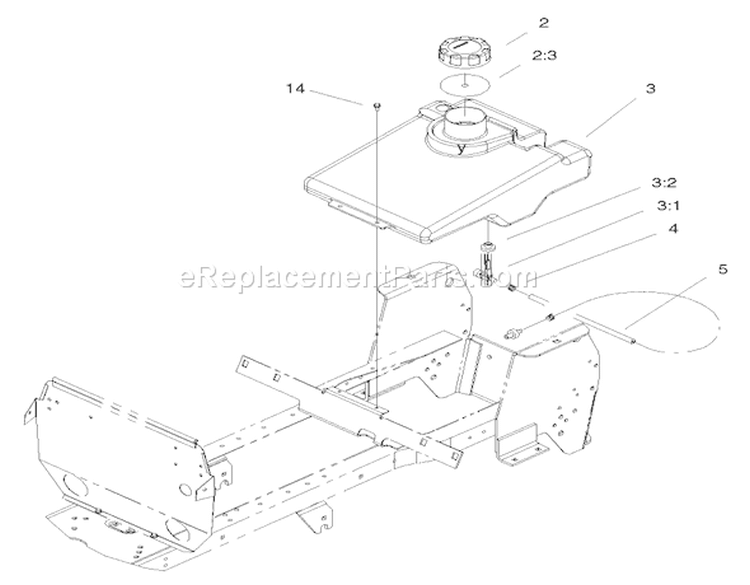 Fuel Tank Assembly Diagram and Parts List for 72049 200000001-200999999 - 2000 Toro Lawn Tractor