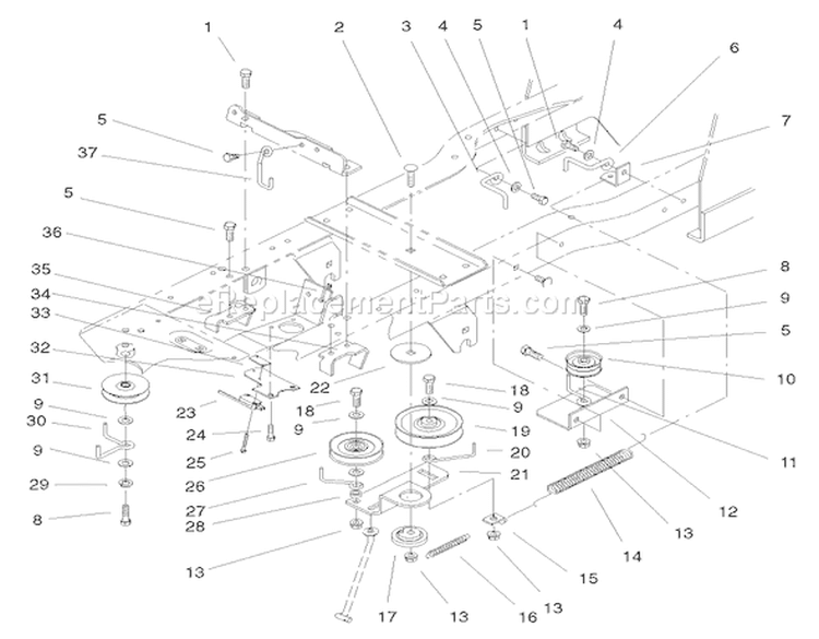 Gear Drive Assembly Diagram and Parts List for 72049 200000001-200999999 - 2000 Toro Lawn Tractor