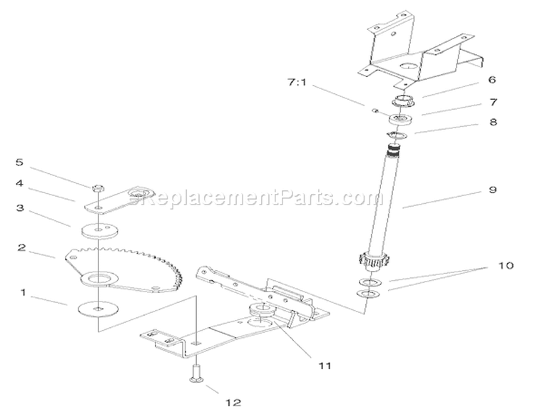 Lower Steering Assembly Diagram and Parts List for 72049 200000001-200999999 - 2000 Toro Lawn Tractor