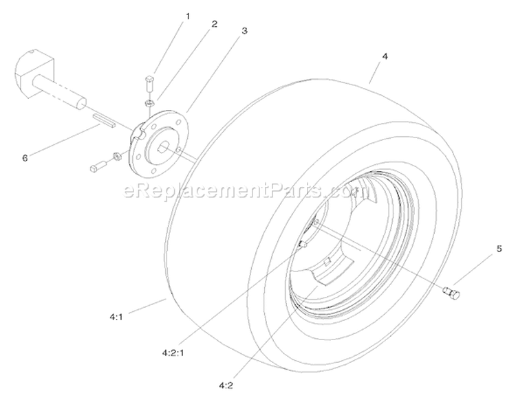 Rear Wheel Assembly Diagram and Parts List for 72049 200000001-200999999 - 2000 Toro Lawn Tractor