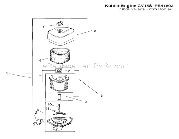 Air Intake And Filtration Assembly Diagram and Parts List for 72051 220000001-220999999 - 2002 Toro Lawn Tractor