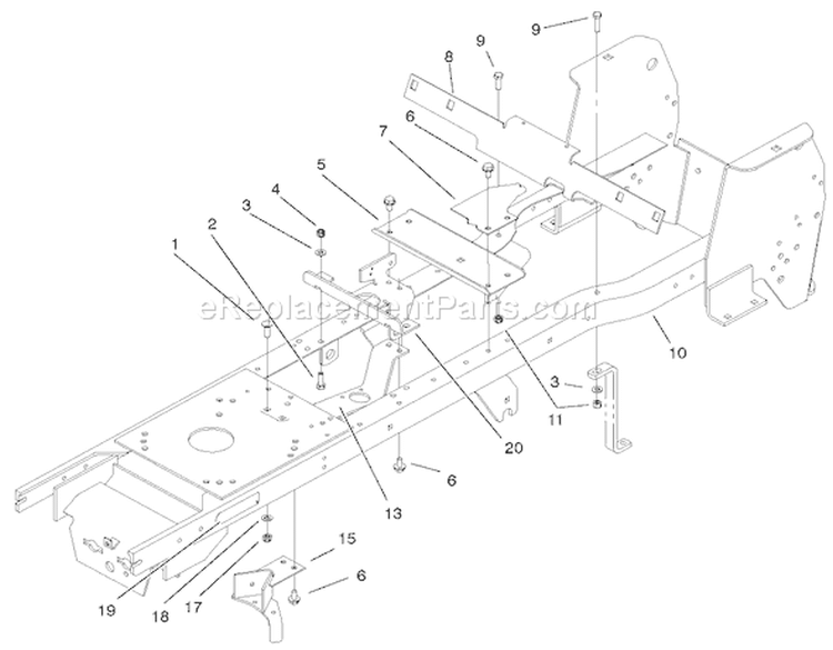 Frame Assembly Diagram and Parts List for 72051 220000001-220999999 - 2002 Toro Lawn Tractor