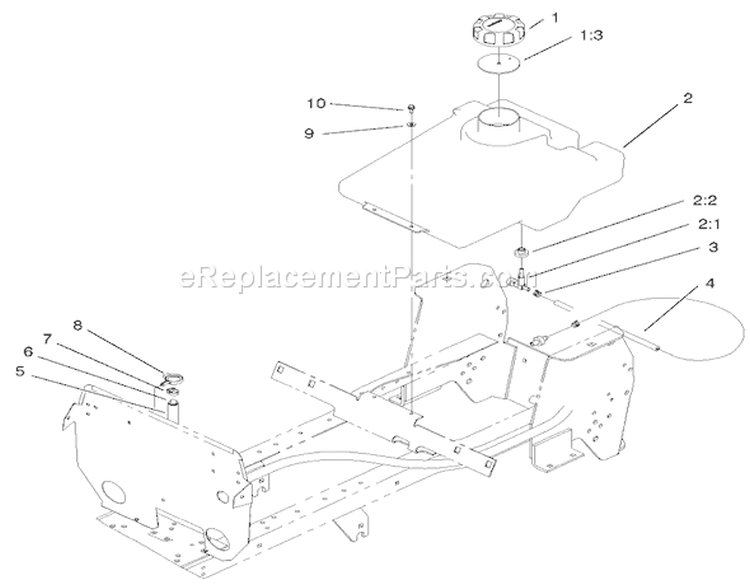 Fuel Tank Assembly Diagram and Parts List for 72051 220000001-220999999 - 2002 Toro Lawn Tractor