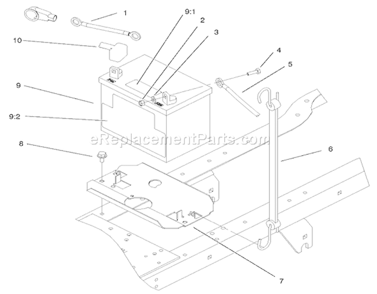 Battery Assembly Diagram and Parts List for 72051 220000001-220999999 - 2002 Toro Lawn Tractor