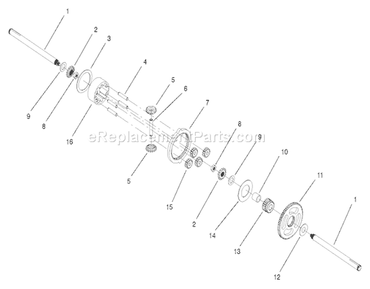 Hydrostatic Transmission No. 104-2465 Differential Gear Assembly Diagram and Parts List for 72051 220000001-220999999 - 2002 Toro Lawn Tractor