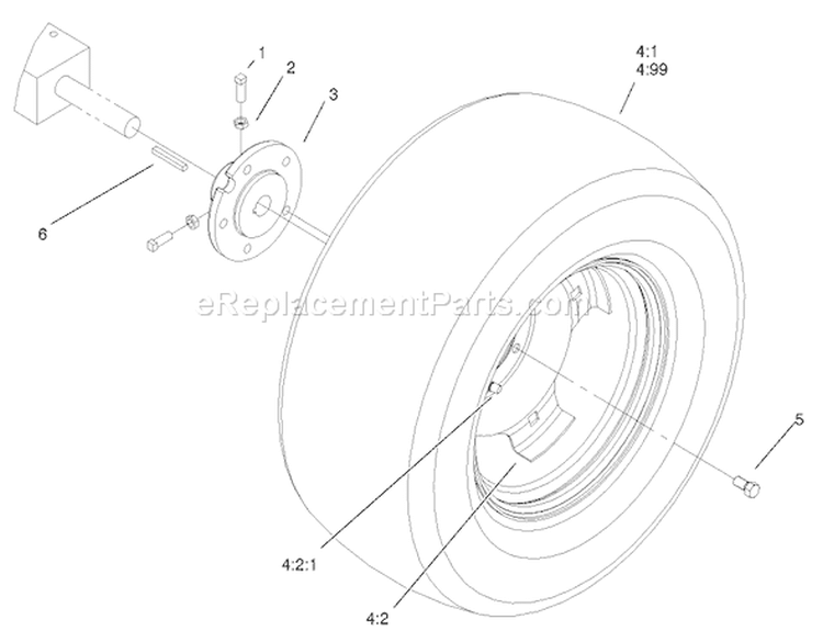 Rear Wheels Assembly Diagram and Parts List for 72051 220000001-220999999 - 2002 Toro Lawn Tractor