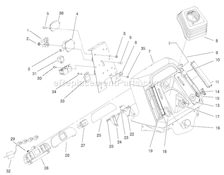 Dash Assembly Diagram and Parts List for 72051 220000001-220999999 - 2002 Toro Lawn Tractor