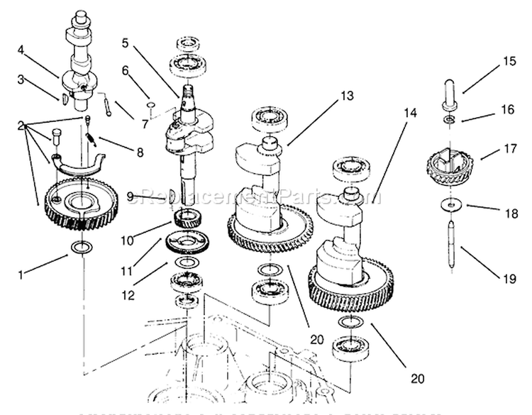 Crankshaft & Camshaft Assembly Diagram and Parts List for 72060 3900001-3999999 - 1993 Toro Lawn Tractor