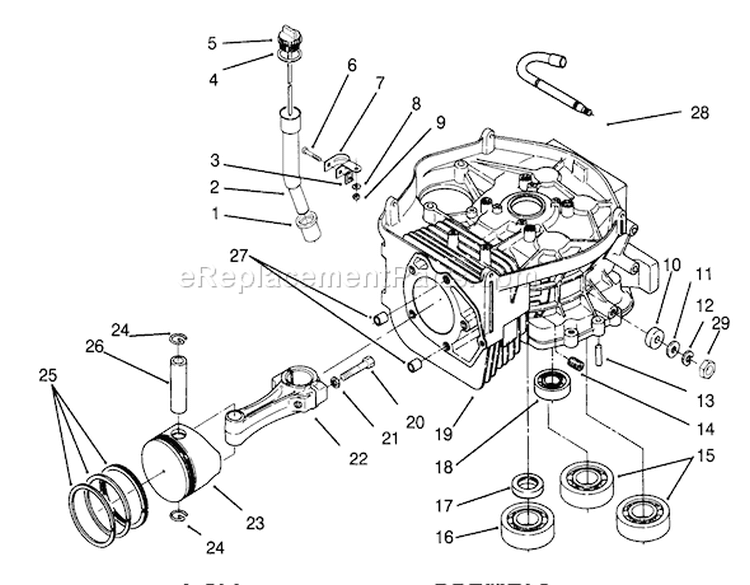 Cylinder Block Assembly Diagram and Parts List for 72060 3900001-3999999 - 1993 Toro Lawn Tractor