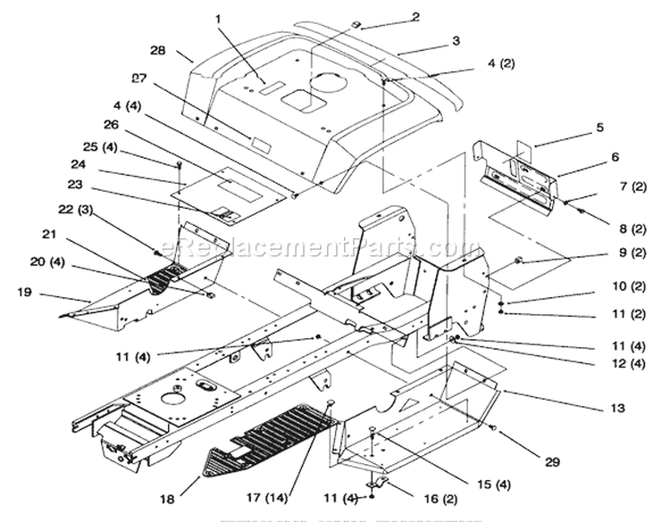 Fender and Footrest Diagram and Parts List for 72064 6900001-6999999 - 1996 Toro Lawn Tractor